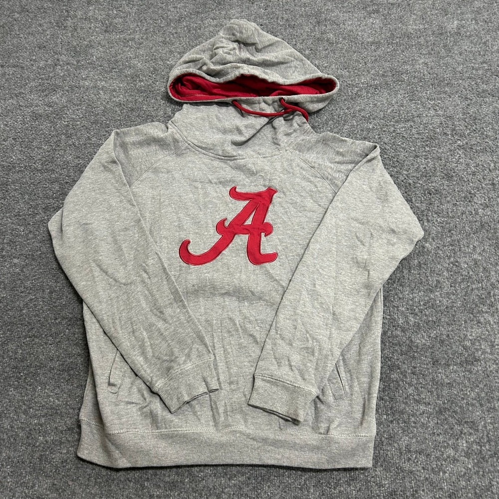 Colosseum Hoodie Womens XL Grey Alabama Crimson Tide Logo Funnel Neck Casual